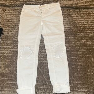 Free People White Distressed Boyfriend Jeans